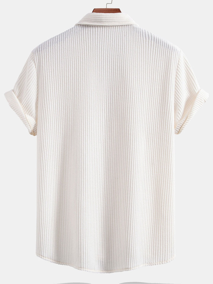 Men's Waffle Button-Up Shirt – Regular Fit Casual Shirt