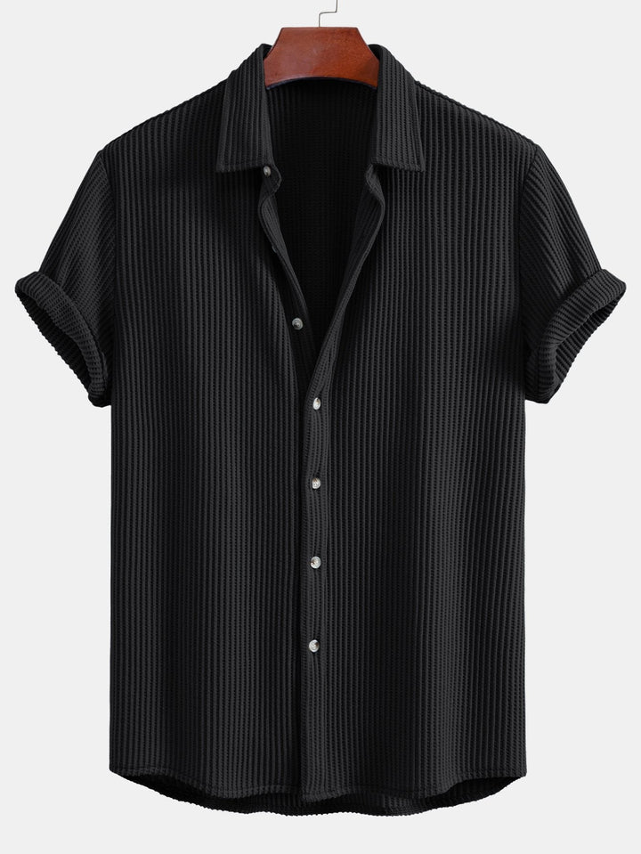 Men's Waffle Button-Up Shirt – Regular Fit Casual Shirt