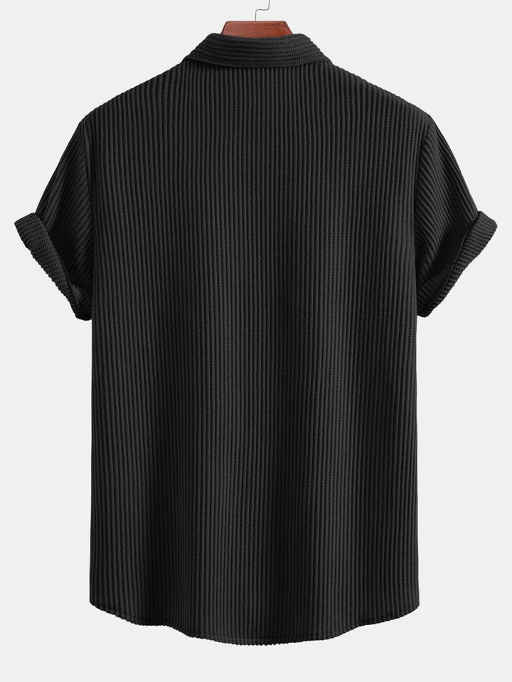 Men's Waffle Button-Up Shirt – Regular Fit Casual Shirt
