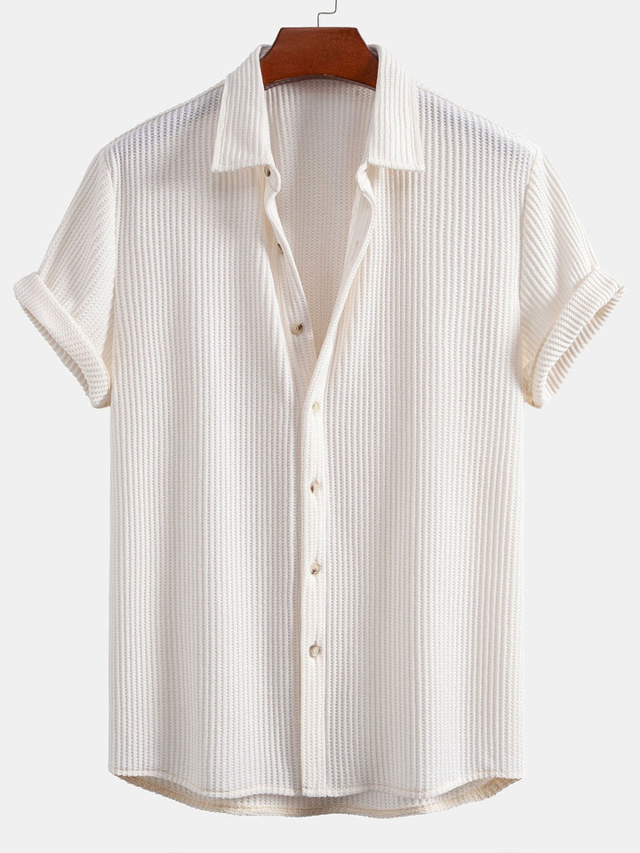 Men's Waffle Button-Up Shirt – Regular Fit Casual Shirt