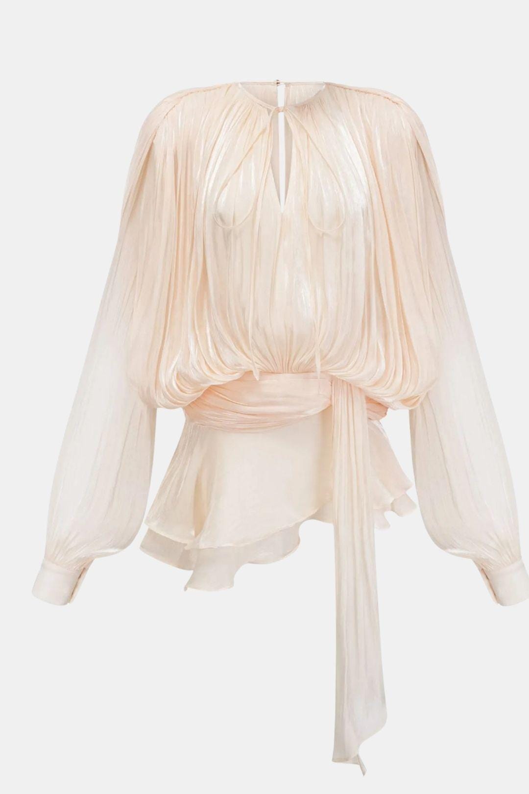 Mini Dress – Structured Pleated Twist Front & Shoulder Pads