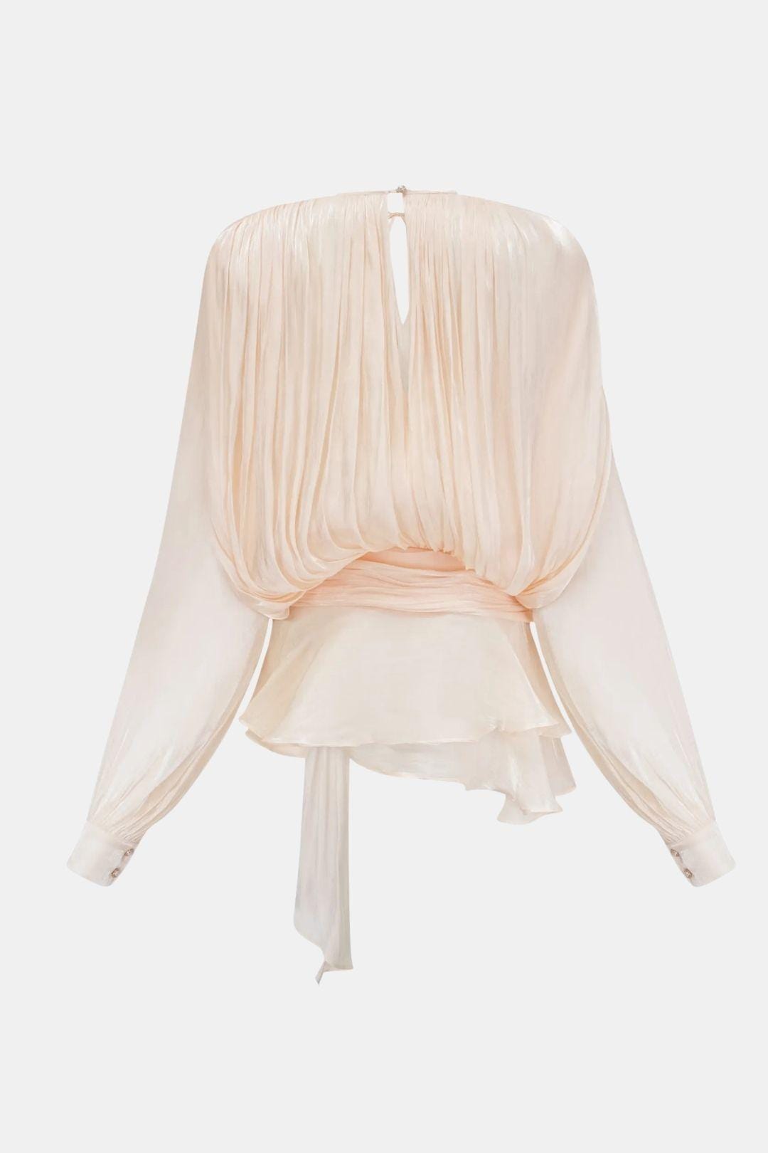 Mini Dress – Structured Pleated Twist Front & Shoulder Pads