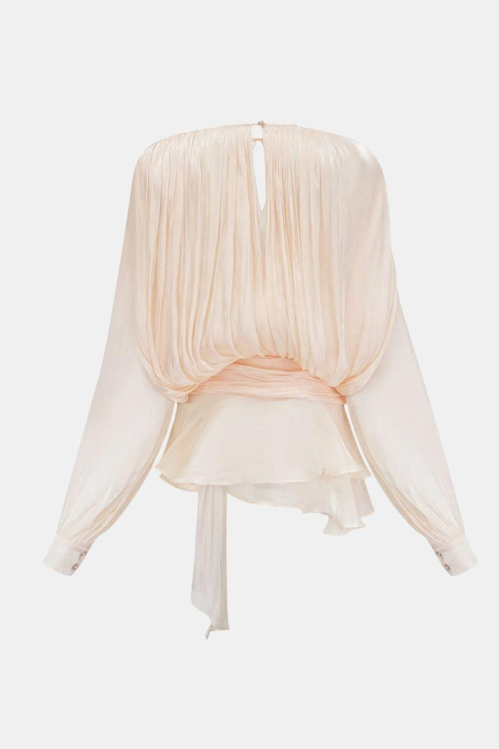 Mini Dress – Structured Pleated Twist Front & Shoulder Pads