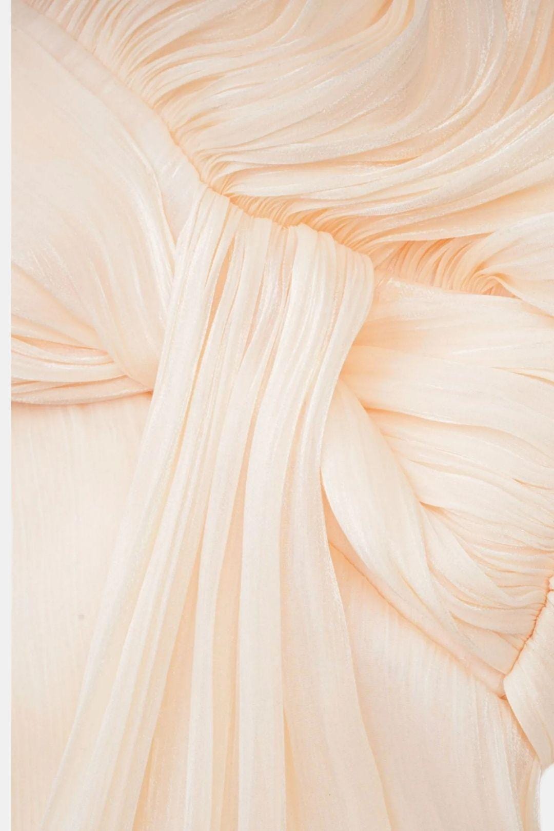 Mini Dress – Structured Pleated Twist Front & Shoulder Pads