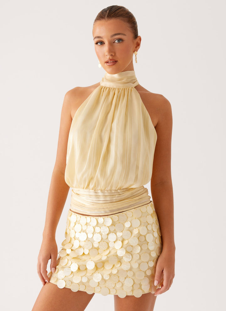 Women's Mini Skirt Embellished Disc Detail – Statement Party Style