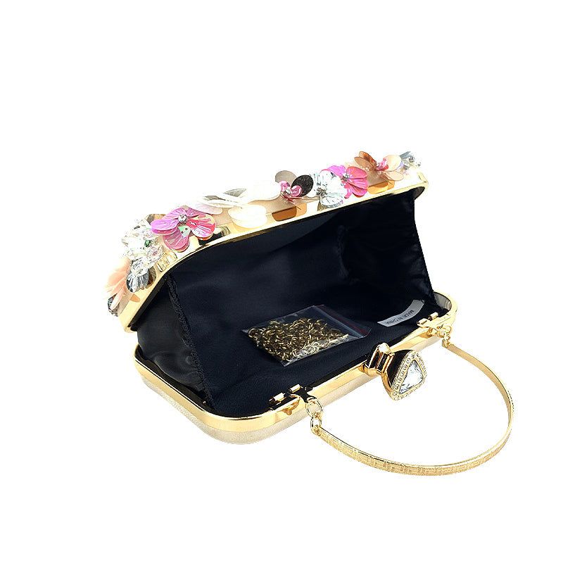 Women's Vegan Leather Clutch Bag – Hardware Accent Fabric Lining
