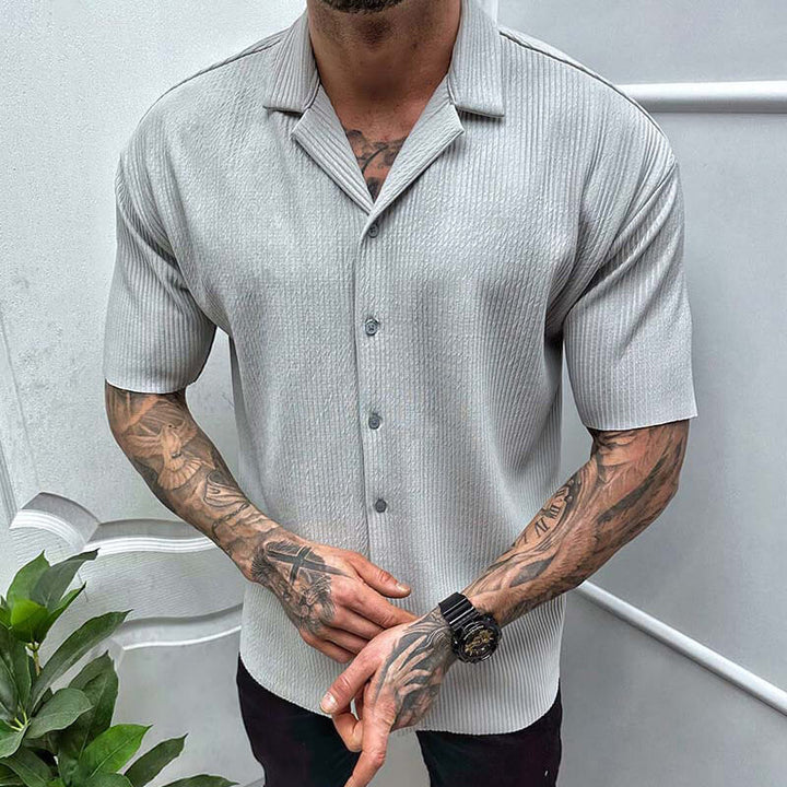 Men's Short Sleeve Camp Collar Shirt – Ribbed Knit