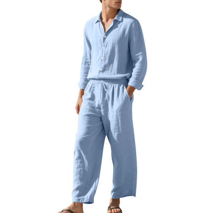 Men's Linen Two-Piece Set – Shirt & Drawstring Trousers
