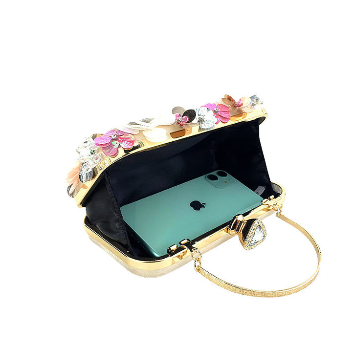 Women's Vegan Leather Clutch Bag – Hardware Accent Fabric Lining