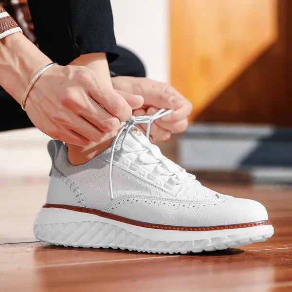 Men's Leather Sneakers – Lightweight Breathable Cushioned Comfort