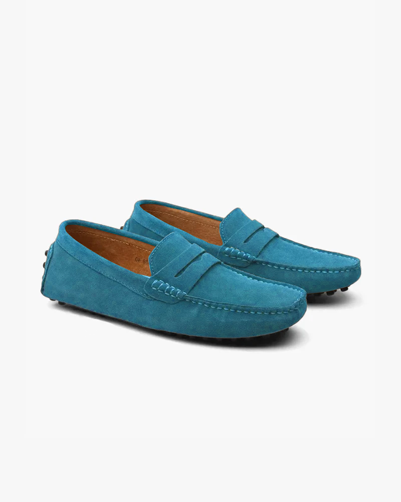Men's Calf Suede Driver Loafers Slip-On – Stitched Upper Full Leather