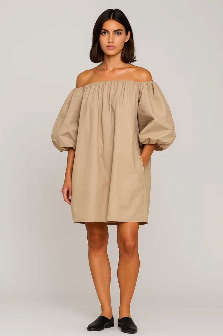 Off Shoulder Mini Dress – Puff Sleeve Casual Fit Women