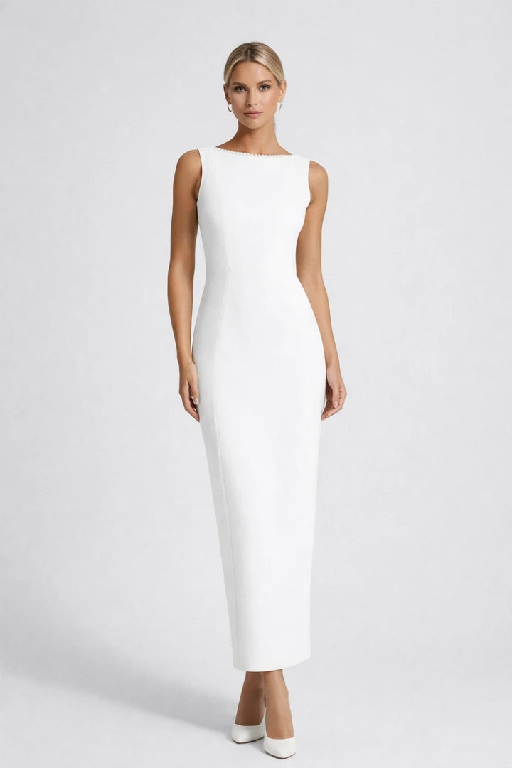 Open Back Maxi Dress – Sleeveless Fitted Silhouette