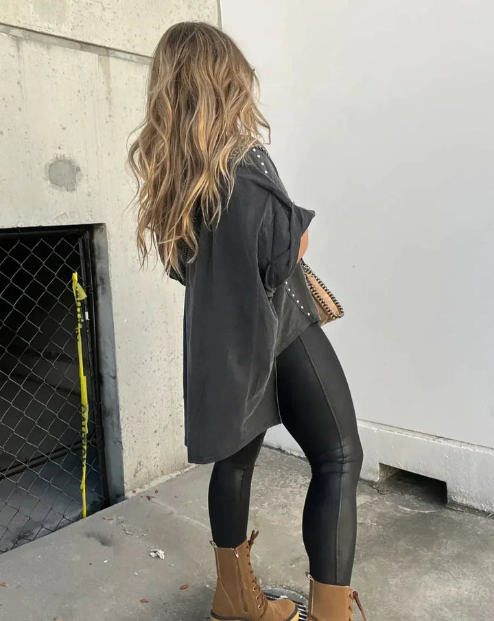 Oversized Women's T-Shirt | Stud-Detail Boyfriend Fit Top