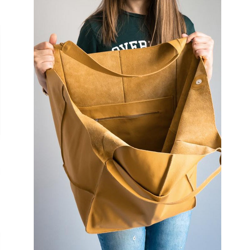 Women's Vegan Leather Oversized Shoulder Bag – Vintage Wide Strap