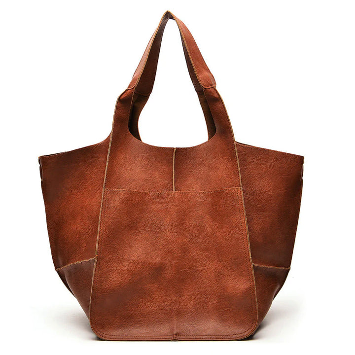 Women's Vegan Leather Oversized Shoulder Bag – Vintage Wide Strap