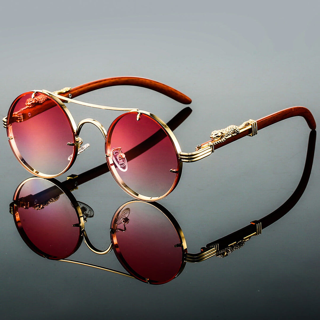 Retro Leopard Head Double Beam Sunglasses – UV400 Fashion Shades