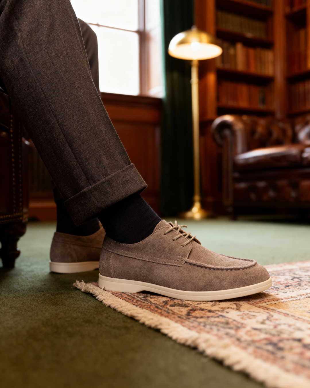 Men's Premium Suede Lace-Up Shoes – Lightweight Cushioned Dress Shoe
