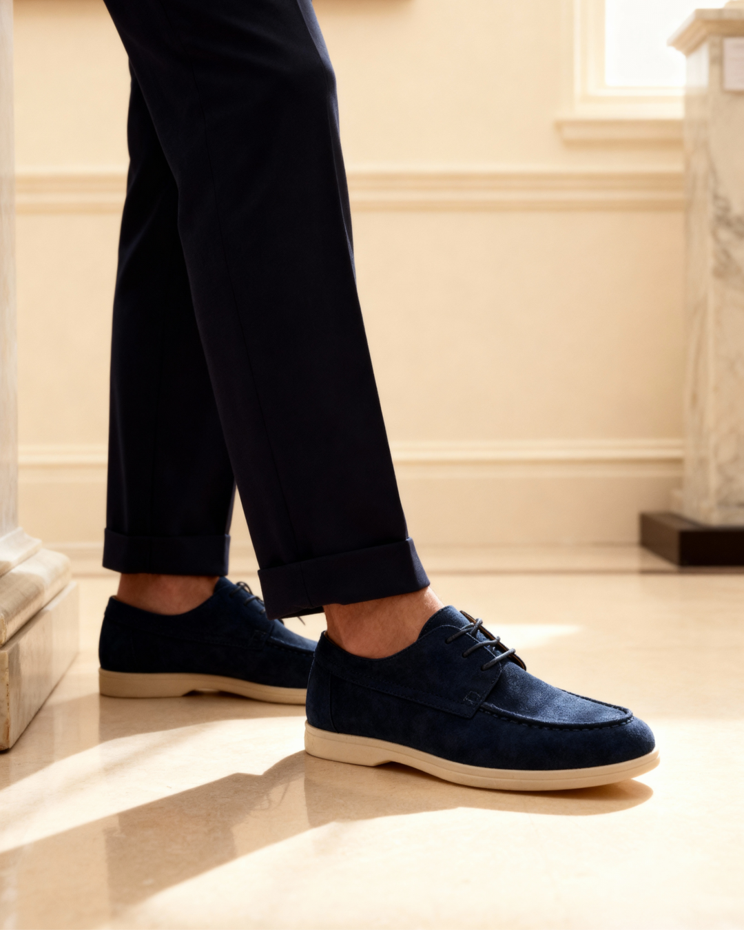 Men's Premium Suede Lace-Up Shoes – Lightweight Cushioned Dress Shoe
