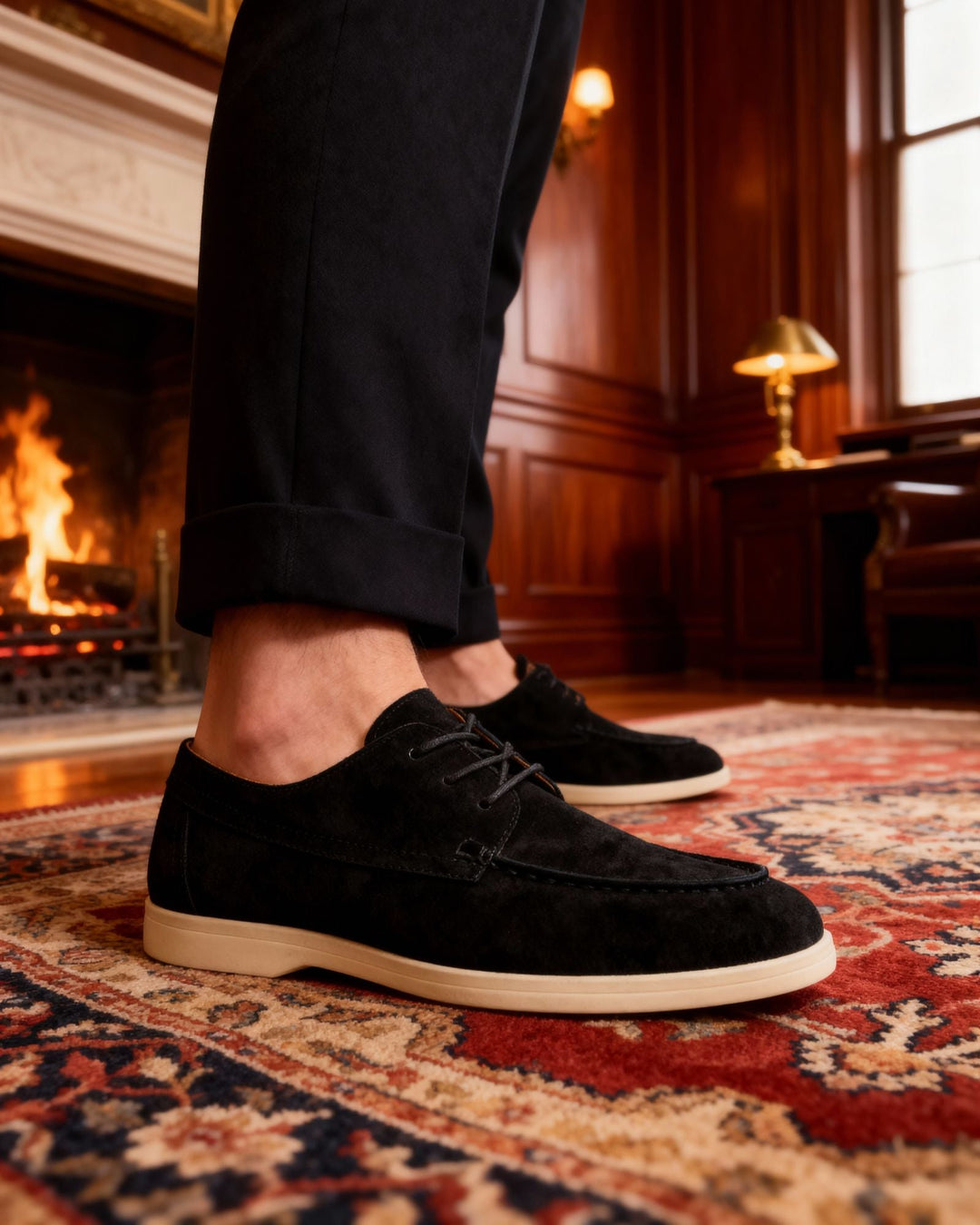 Men's Premium Suede Lace-Up Shoes – Lightweight Cushioned Dress Shoe