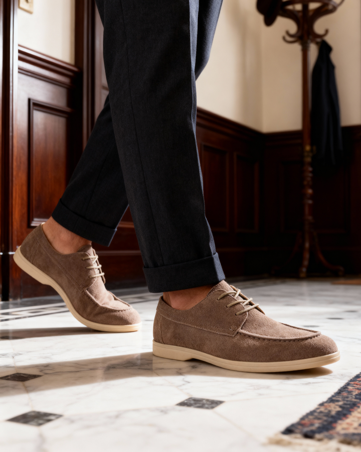 Men's Premium Suede Lace-Up Shoes – Lightweight Cushioned Dress Shoe