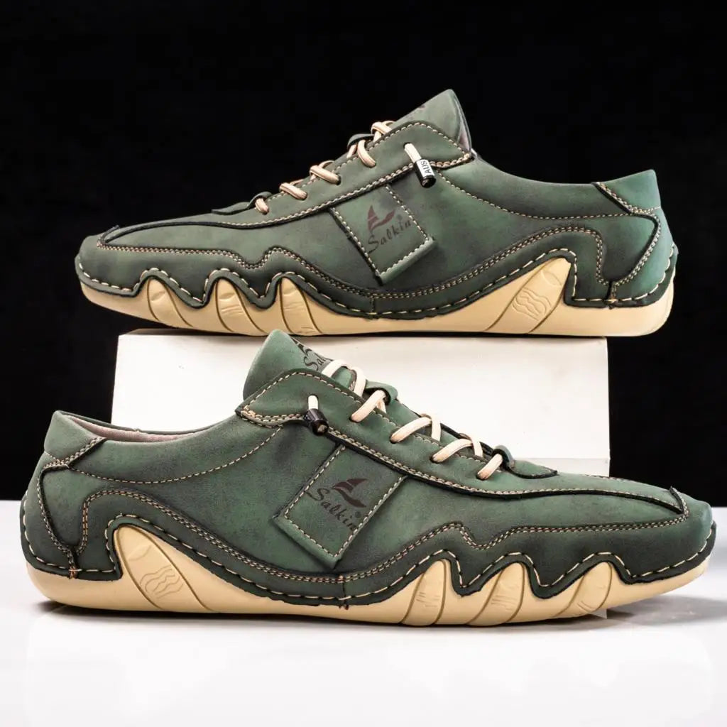 Men's Handmade Premium Leather Sneakers – Wavy Sole Durable Build