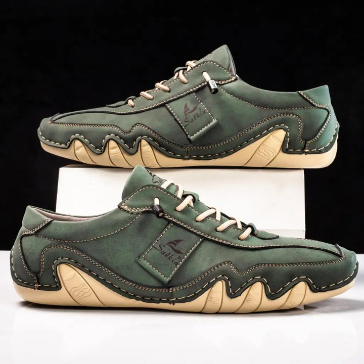 Men's Handmade Premium Leather Sneakers – Wavy Sole Durable Build