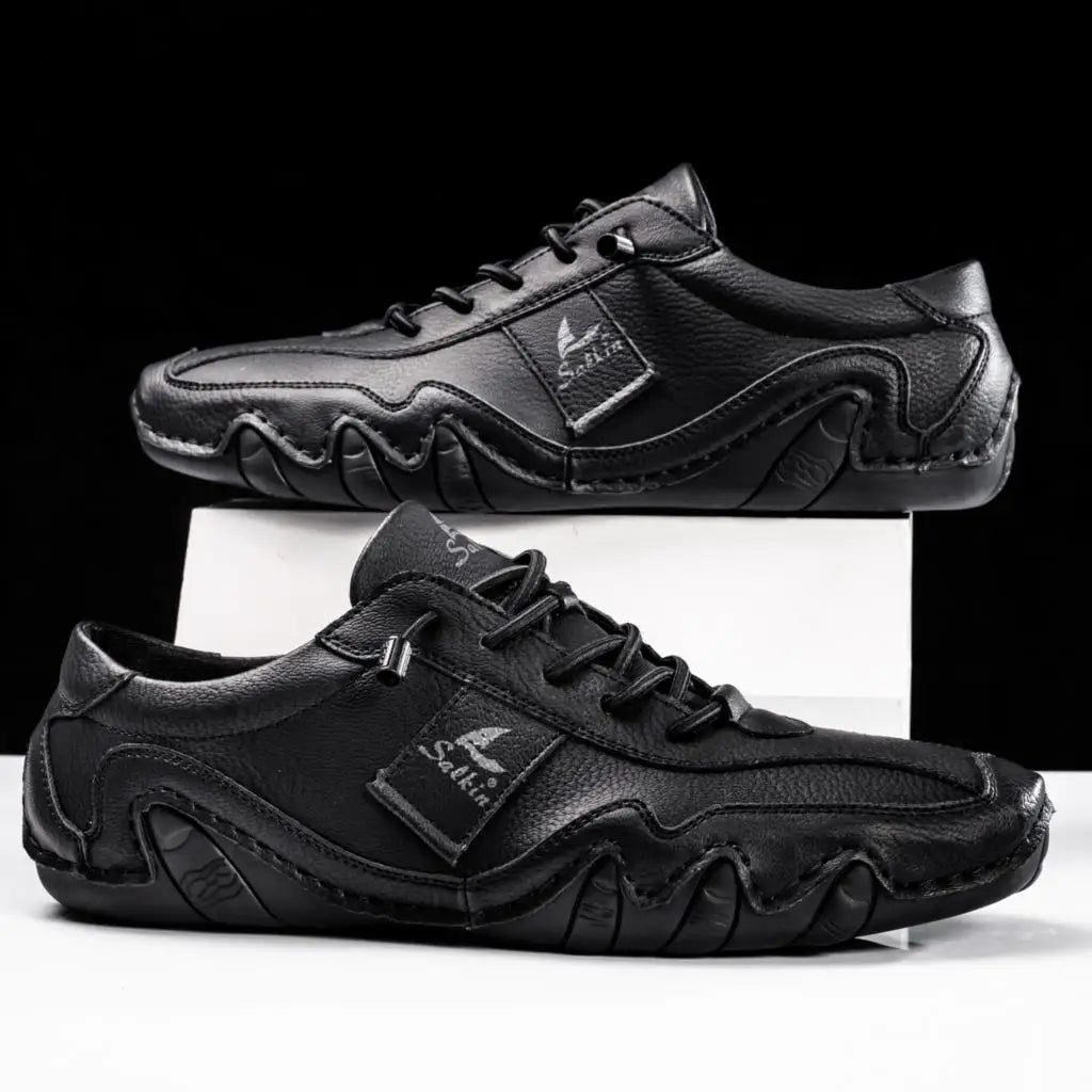 Men's Handmade Premium Leather Sneakers – Wavy Sole Durable Build