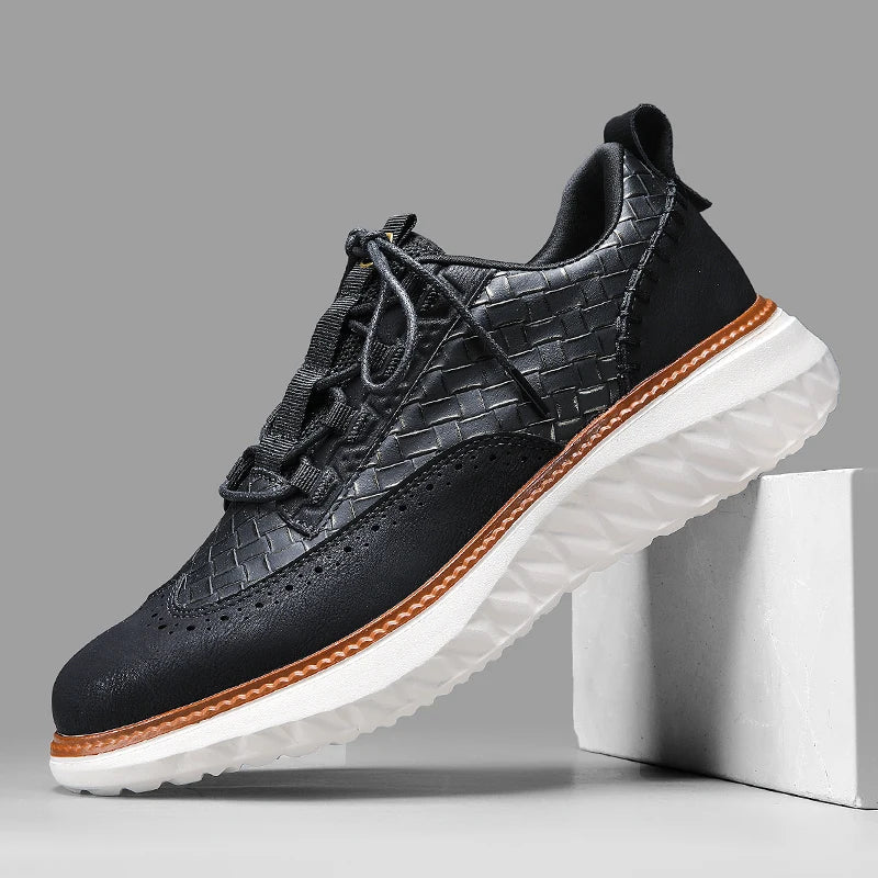 Men's Leather Sneakers – Lightweight Breathable Cushioned Comfort
