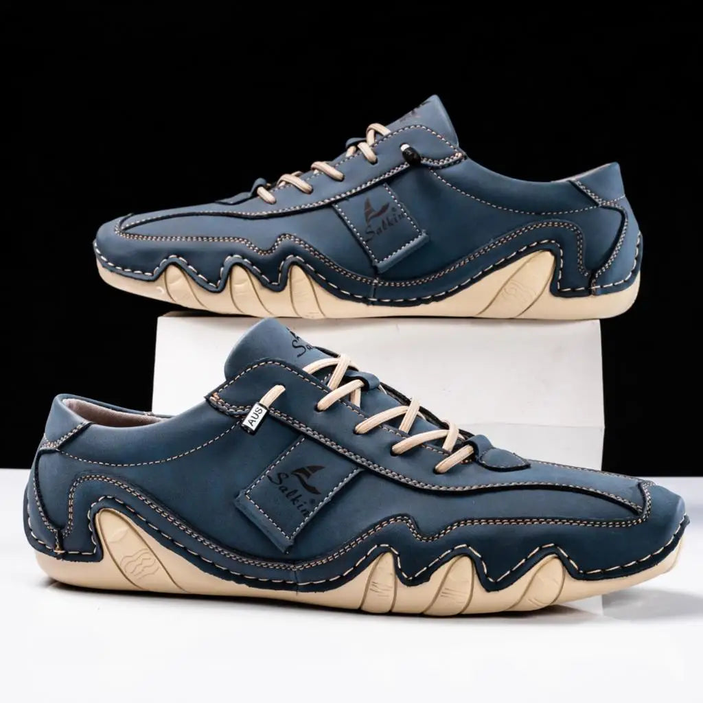 Men's Handmade Premium Leather Sneakers – Wavy Sole Durable Build