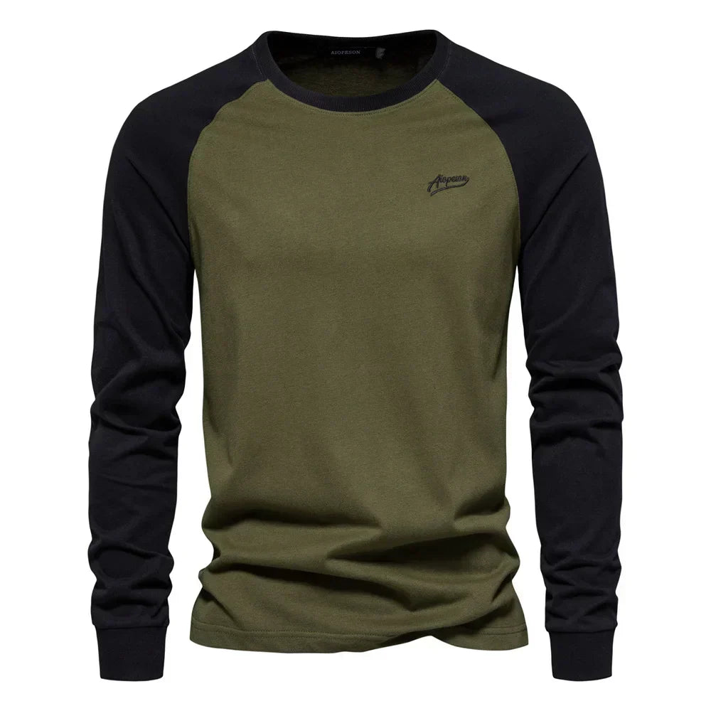 Men's Raglan Long Sleeve Shirt – Crew Neck Relaxed Casual Fit