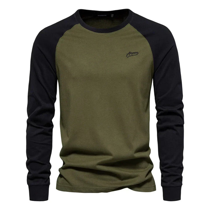 Men's Raglan Long Sleeve Shirt – Crew Neck Relaxed Casual Fit
