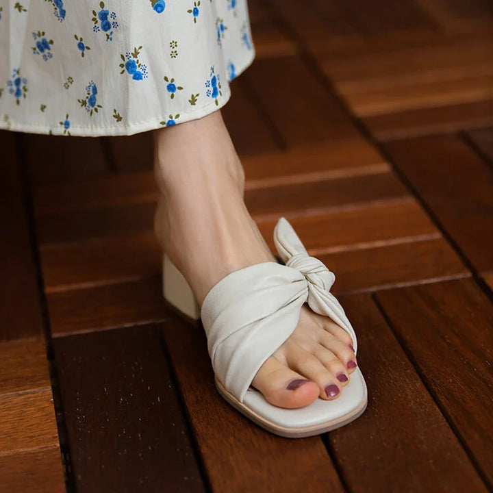 Women's Flat Slingback Sandals – Microfiber Leather Retro-Modern