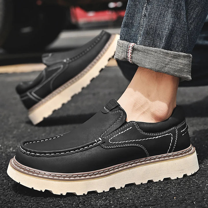 Men's Leather Loafers – Cushioned Insole & Non-Slip Rubber Sole