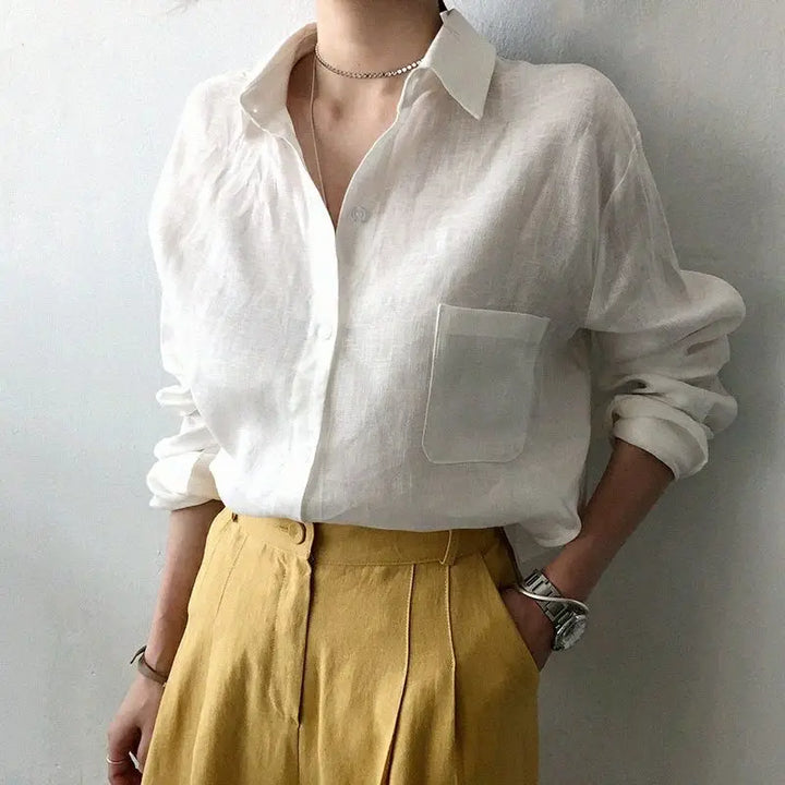 Linen Two Piece Set Women – Oversized Shirt & Shorts