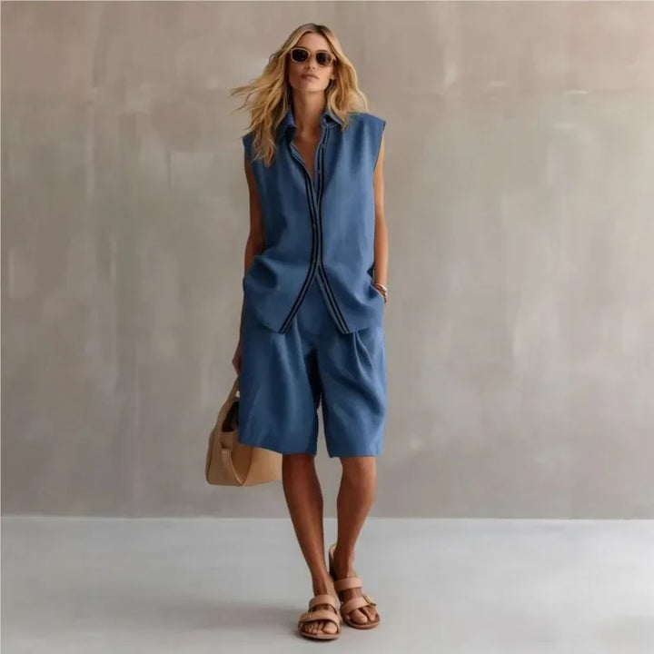 Linen Two Piece Set – Women's Sleeveless Relaxed Fit