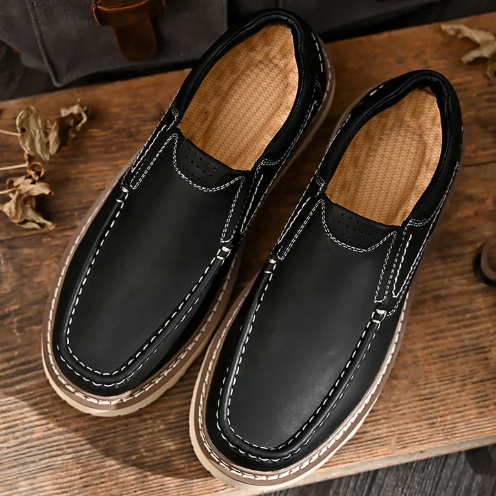 Men's Leather Loafers – Cushioned Insole & Non-Slip Rubber Sole