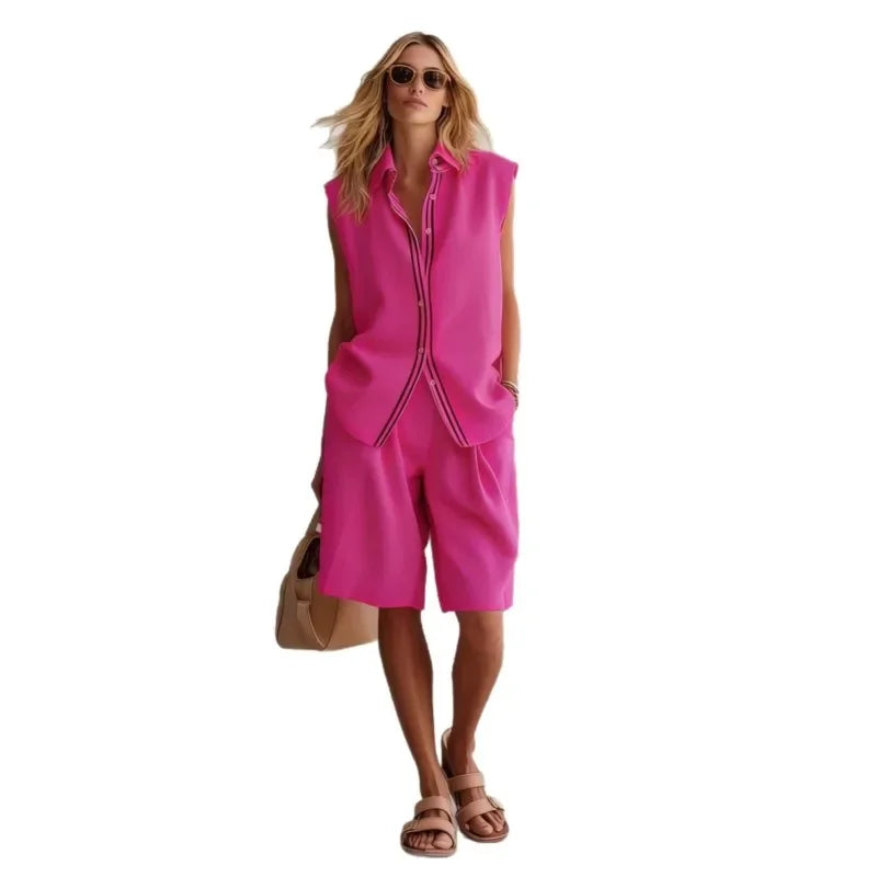 Linen Two Piece Set – Women's Sleeveless Relaxed Fit