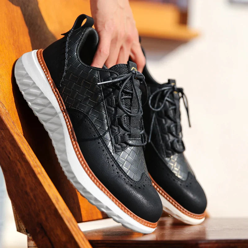 Men's Leather Sneakers – Lightweight Breathable Cushioned Comfort