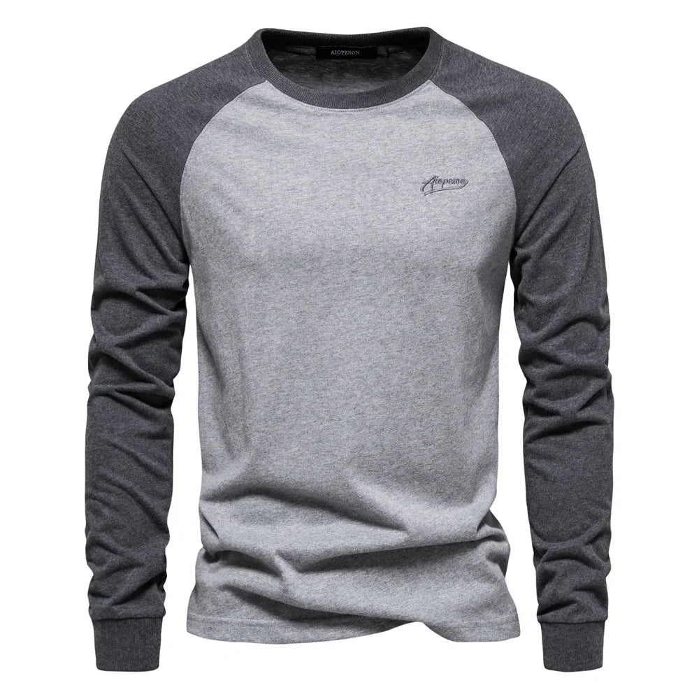 Men's Raglan Long Sleeve Shirt – Crew Neck Relaxed Casual Fit