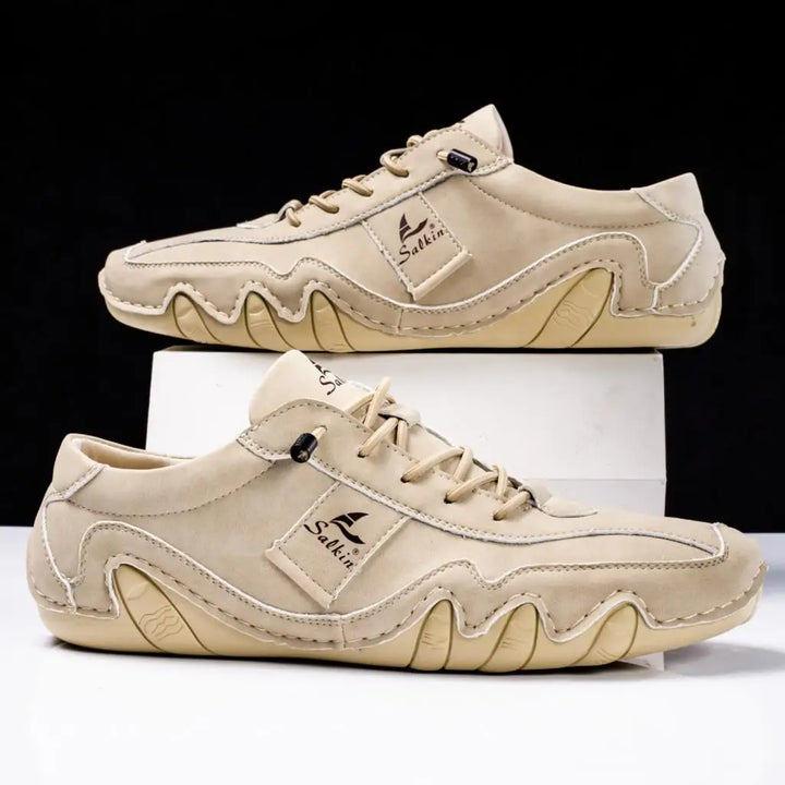 Men's Handmade Premium Leather Sneakers – Wavy Sole Durable Build