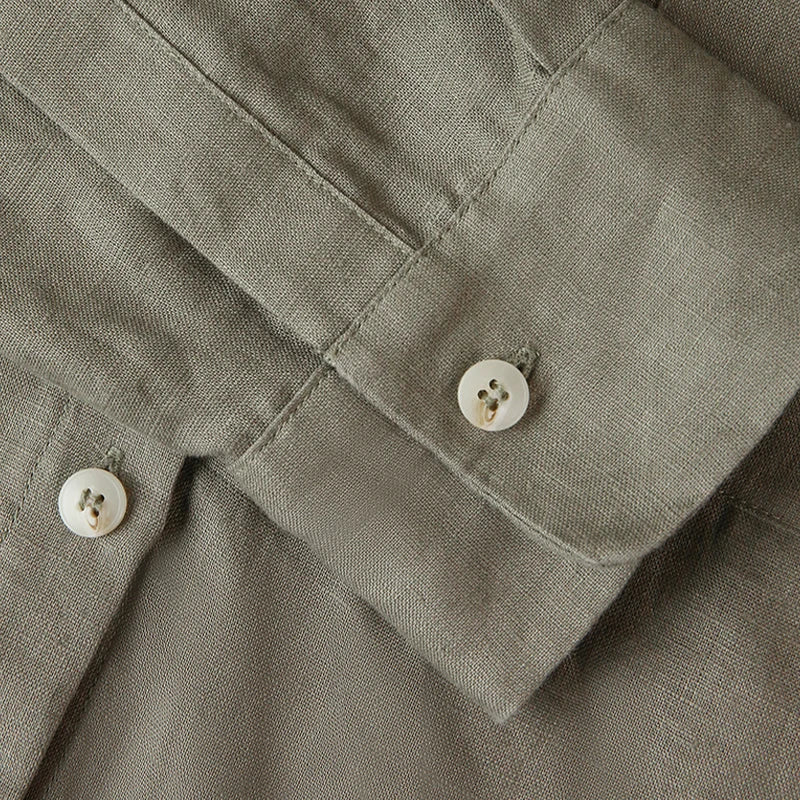 Women's 100% Linen Cropped Oversized Shirt – Long Sleeve