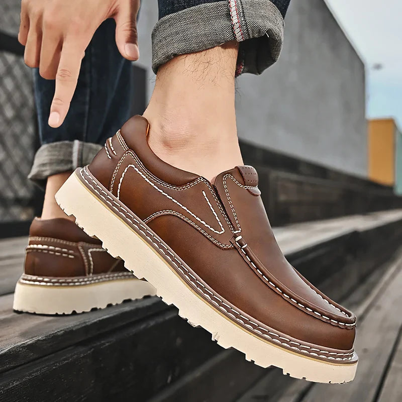 Men's Leather Loafers – Cushioned Insole & Non-Slip Rubber Sole