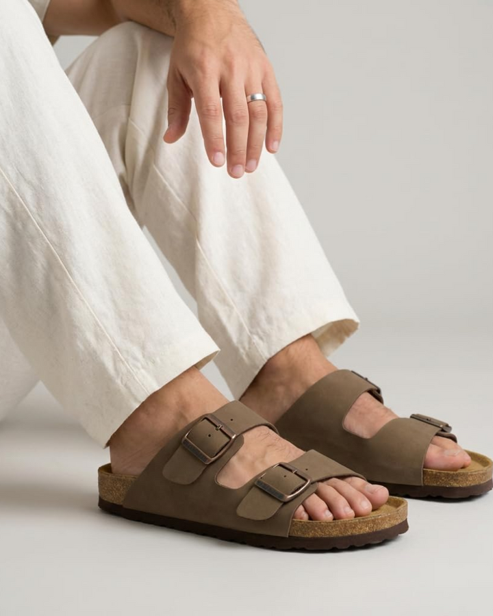 Cork Footbed Sandals for Men – Double Adjustable Buckle