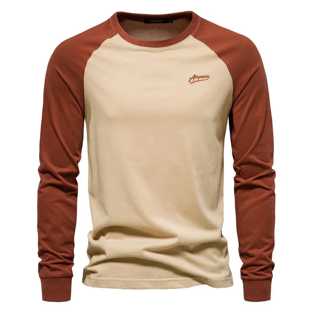 Men's Raglan Long Sleeve Shirt – Crew Neck Relaxed Casual Fit