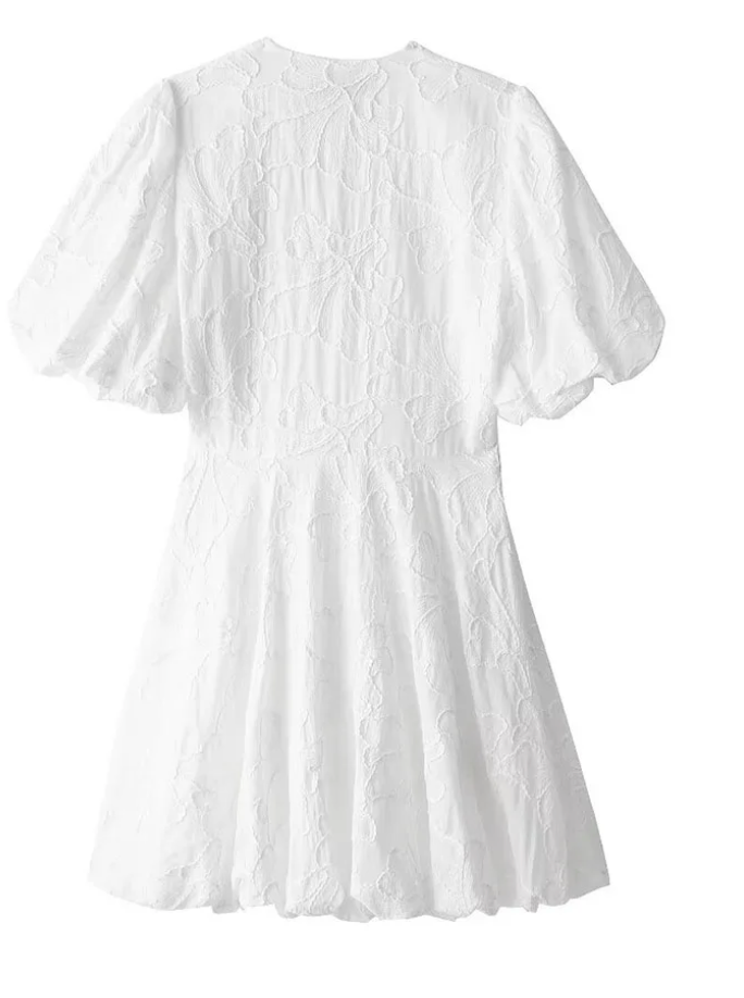 Women's Embroidered Ruffle Mini Dress V-Neck – Short Sleeve Breathable