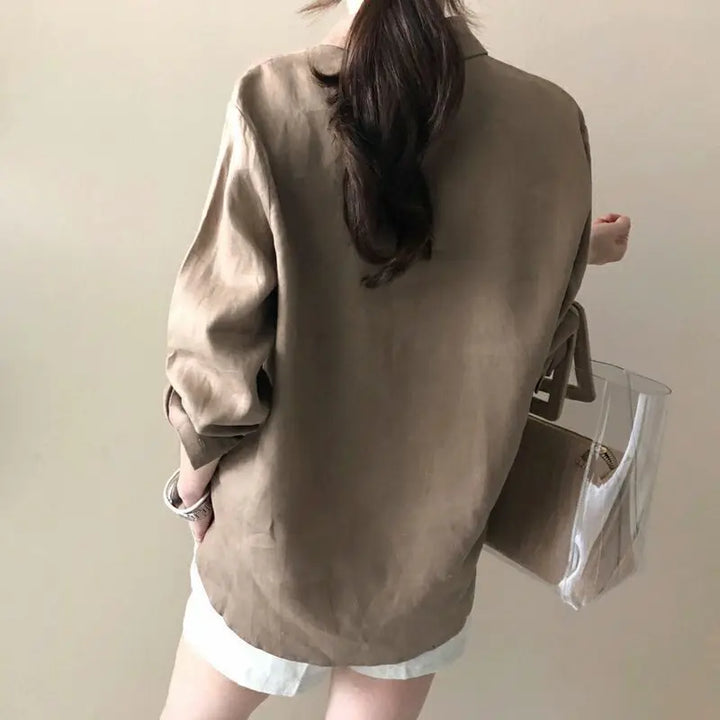 Linen Two Piece Set Women – Oversized Shirt & Shorts