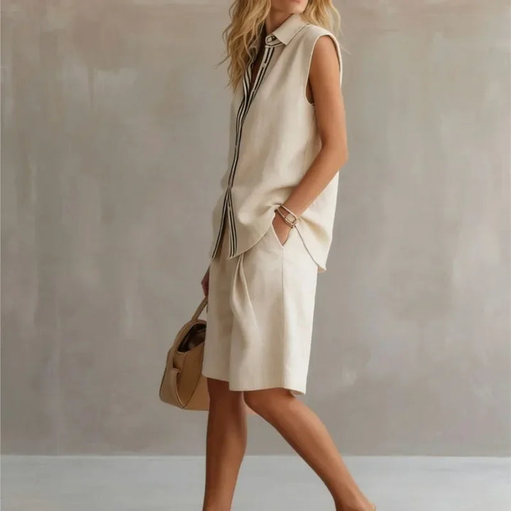 Linen Two Piece Set – Women's Sleeveless Relaxed Fit
