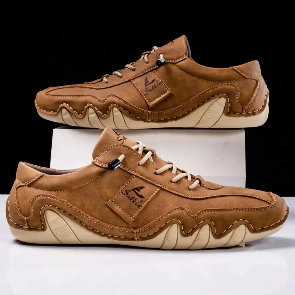 Men's Handmade Premium Leather Sneakers – Wavy Sole Durable Build