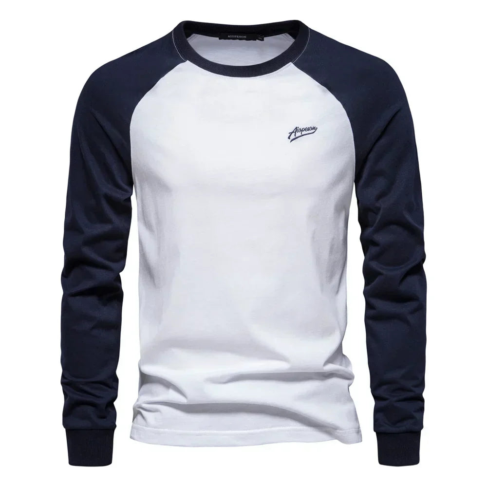 Men's Raglan Long Sleeve Shirt – Crew Neck Relaxed Casual Fit